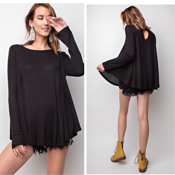 Tops - Last 1️⃣ Black Long Sleeve Flowy Thermal Top
